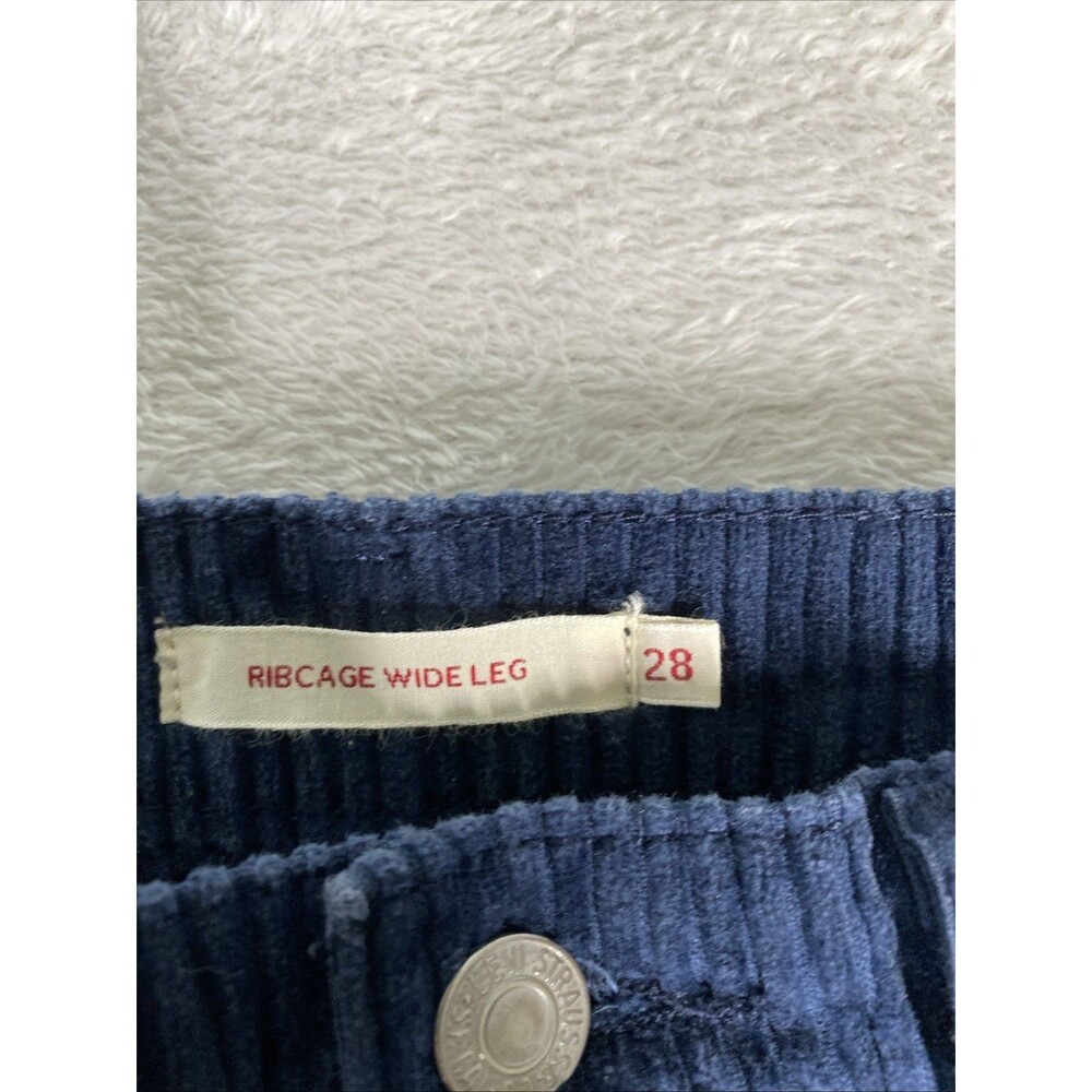Levi'sCorduroy Ribcage Wide Leg Pants Womens 28 Blue High Rise Stretch - Picture 3 of 9